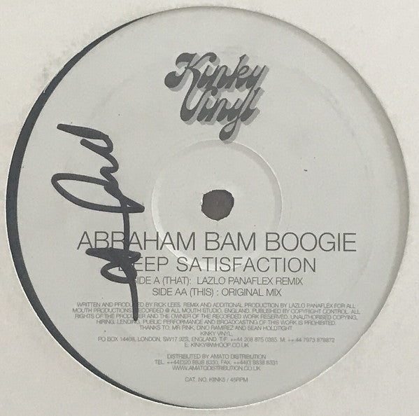 Abraham Bam Boogie : Deep Satisfaction (12", Promo)