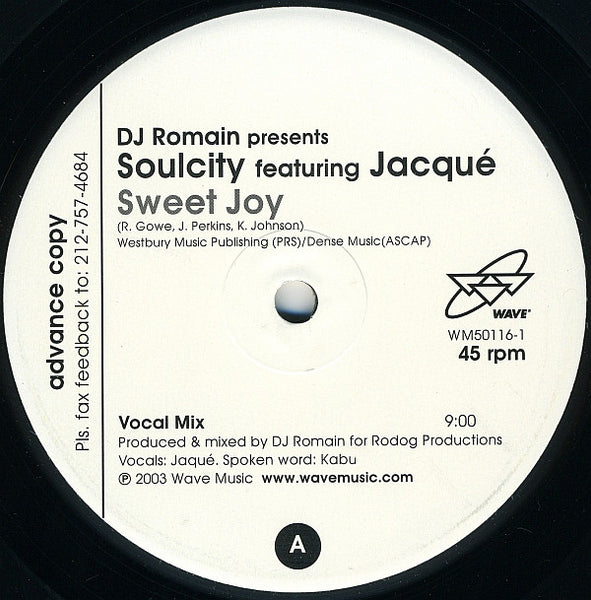 DJ Romain Presents Soul City (5) : Sweet Joy (12", Promo)