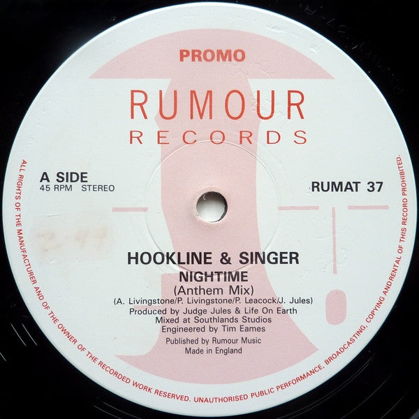 Hookline & Singer : Nightime (12", Promo)