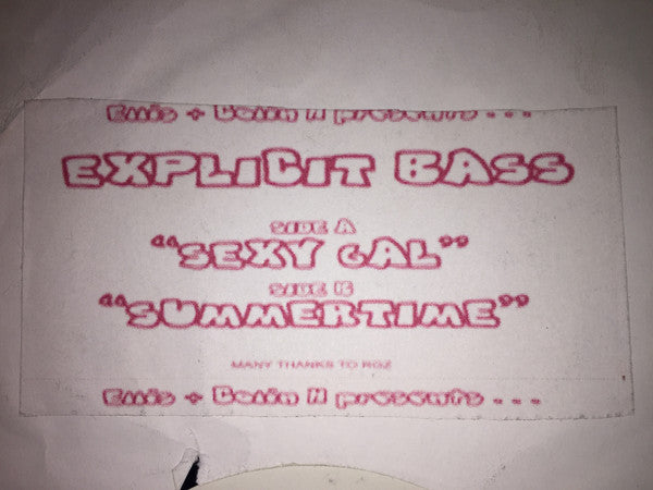 Ellis* & Colin H : Explicit Bass (12", W/Lbl)