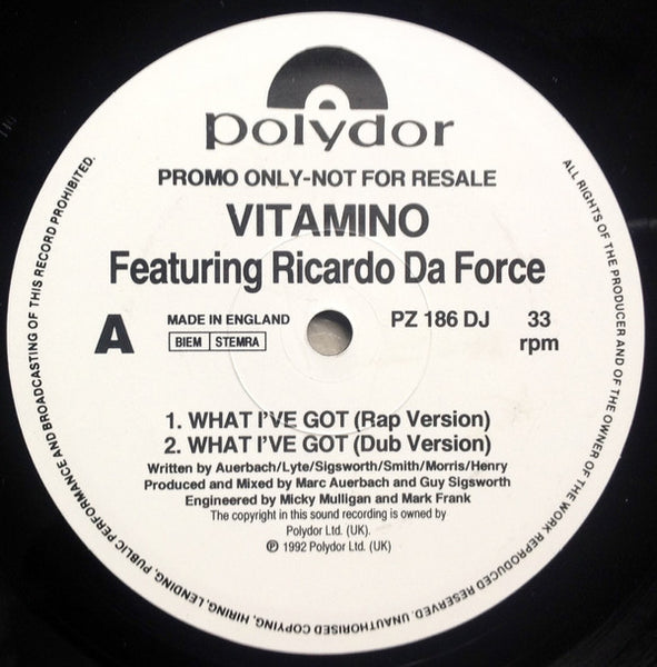 Vitamino Featuring Ricardo Da Force : What I've Got (12", Promo)