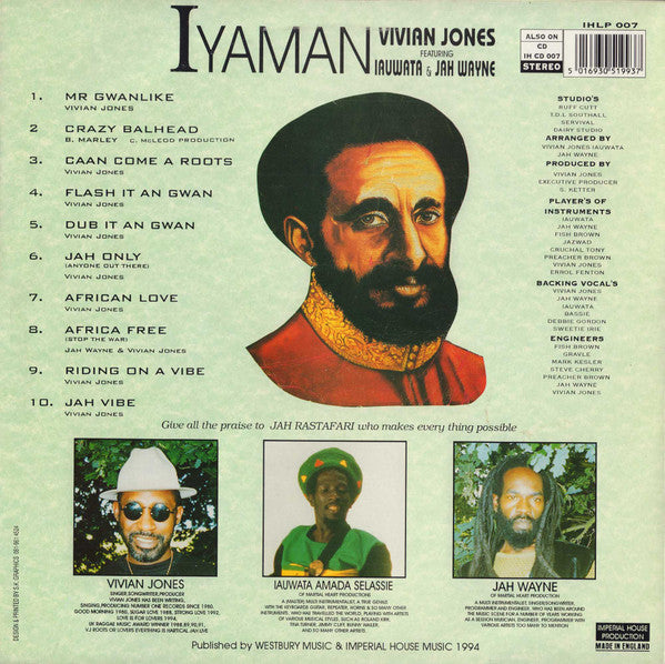 Vivian Jones Featuring Iauwata & Jah Wayne (2) : Iyaman (LP, Album)