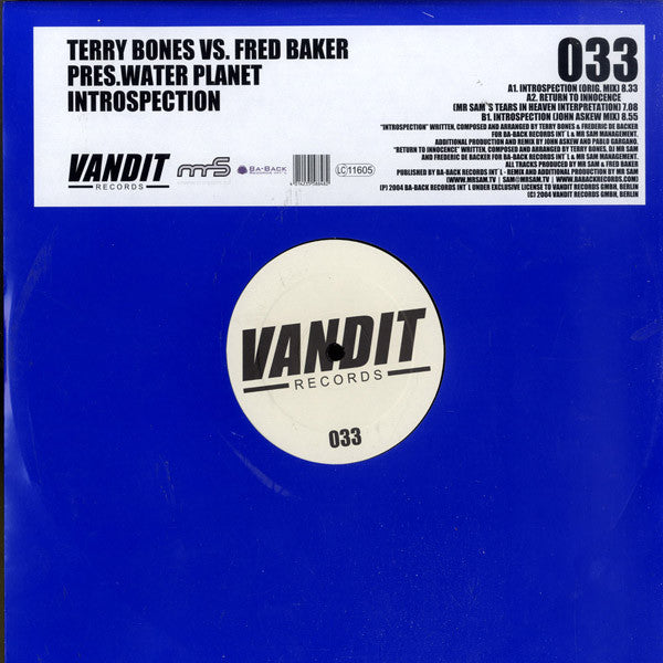 Terry Bones Vs. Fred Baker Pres. Water Planet : Introspection (12")