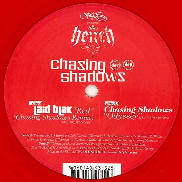 Chasing Shadows : Red (Chasing Shadows Remix) / Odyssey (12", Ltd, Red)