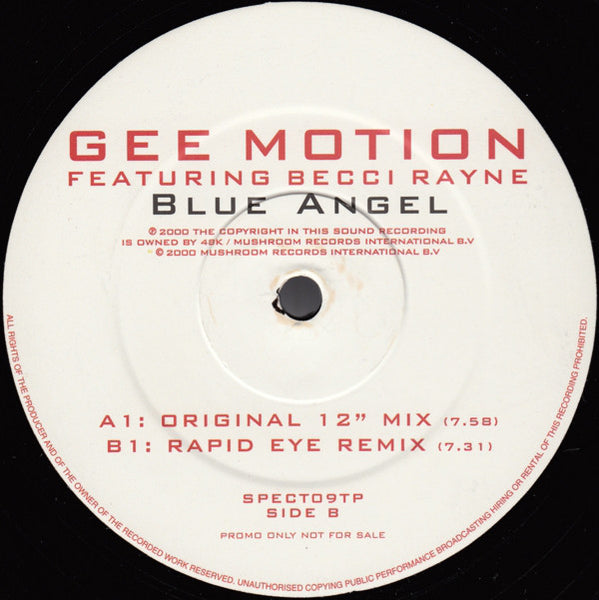 Gee Motion Featuring Becci Rayne* : Blue Angel (2x12", Promo)
