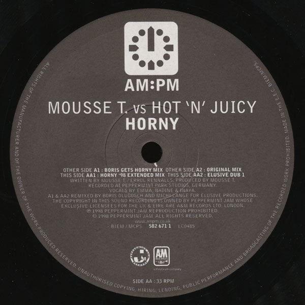 Mousse T. Vs Hot 'N' Juicy : Horny (Boris Dlugosch Mixes) (12")