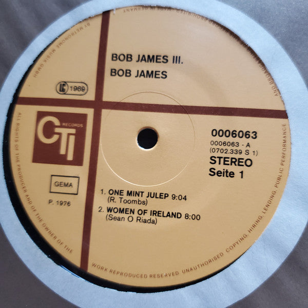 Bob James : Three (LP, Album, Gat)