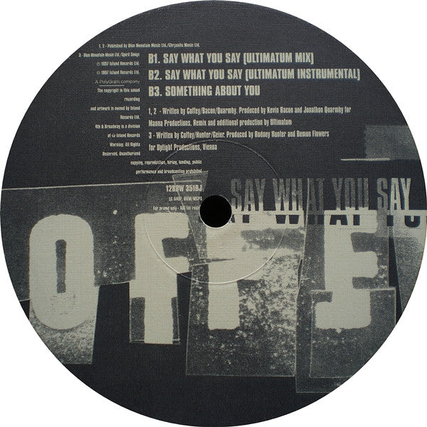 Cath Coffey : Say What You Say (12", Promo)