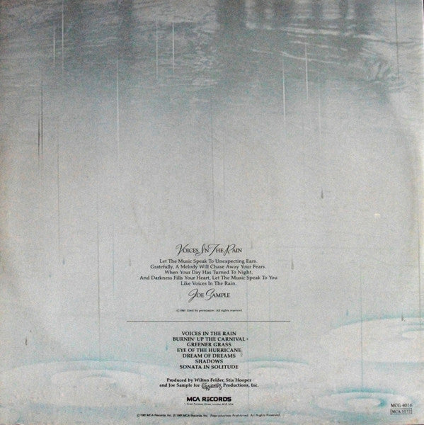 Joe Sample : Voices In The Rain (LP, Album, Gat)