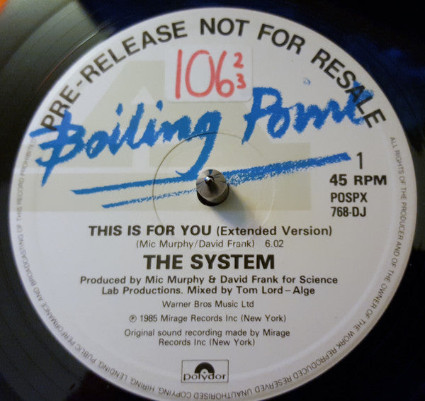 The System : This Is For You (12", Promo)