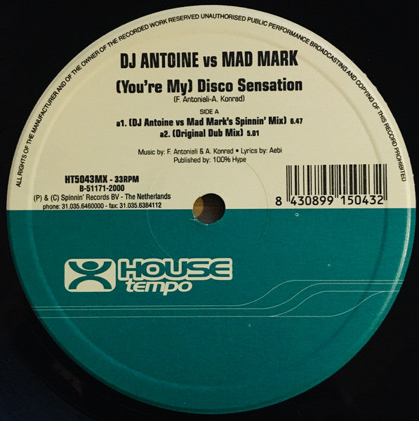 DJ Antoine Vs. Mad Mark : (You're My) Disco Sensation (12")