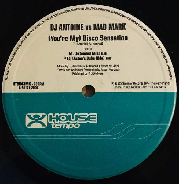 DJ Antoine Vs. Mad Mark : (You're My) Disco Sensation (12")