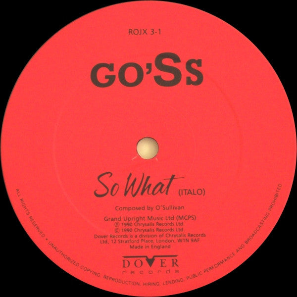 Go'Ss : So What (E'-Allora) (12")