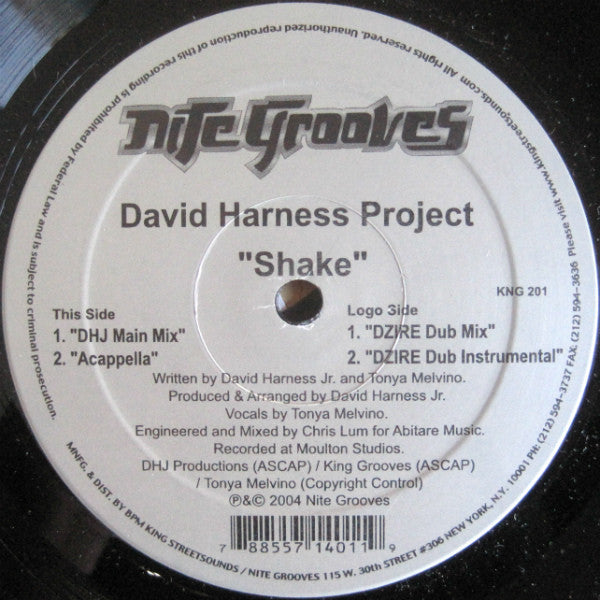 David Harness Project* : Shake (12")