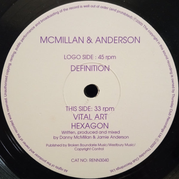 McMillan & Anderson : Definition / Vital Art / Hexagon (12")