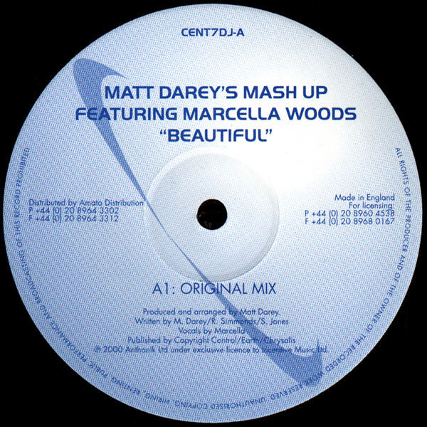 Matt Darey's Mash Up* Featuring Marcella Woods : Beautiful (12", S/Sided)