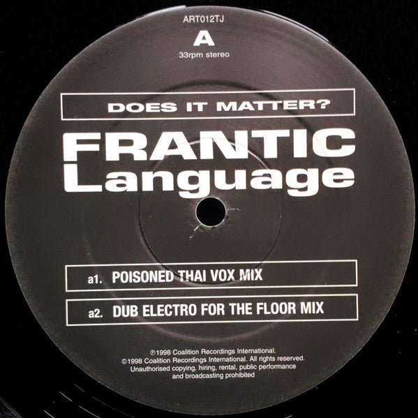 Frantic Language : Does It Matter? (12", S/Sided, Promo)