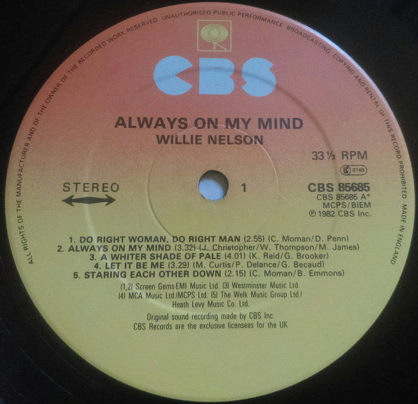 Willie Nelson : Always On My Mind (LP, Album)