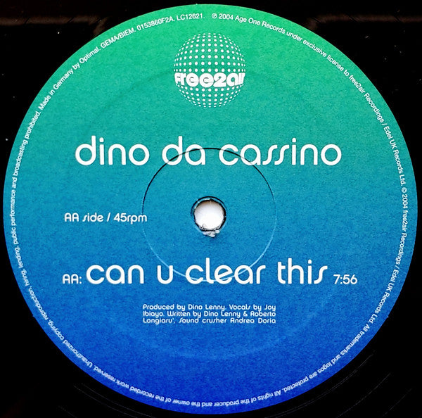 Dino Da Cassino : Clear This / Can You Clear This (12")