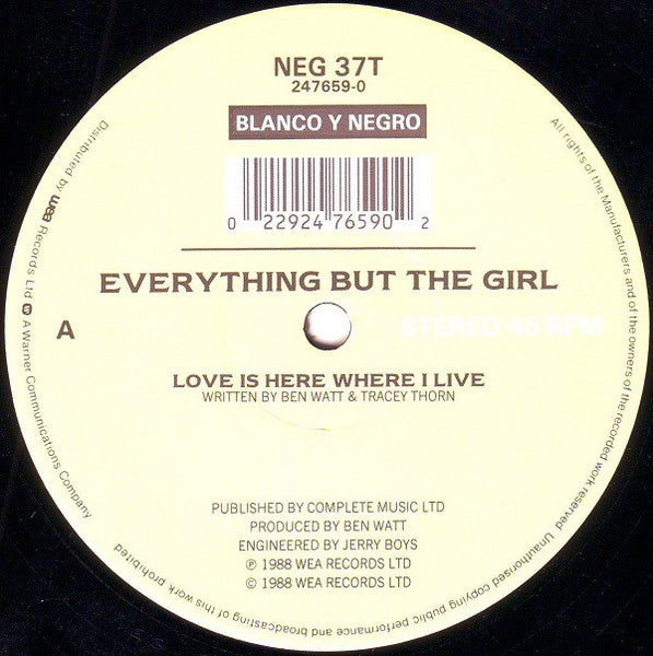 Everything But The Girl : Love Is Here Where I Live (12")