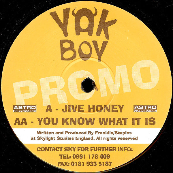 Yak Boy : Jive Honey / You Know What It Is (12", Promo)