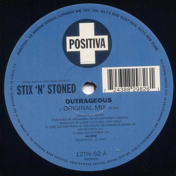 Judge Jules & John Kelly Present Stix 'N' Stoned : Outrageous (12")