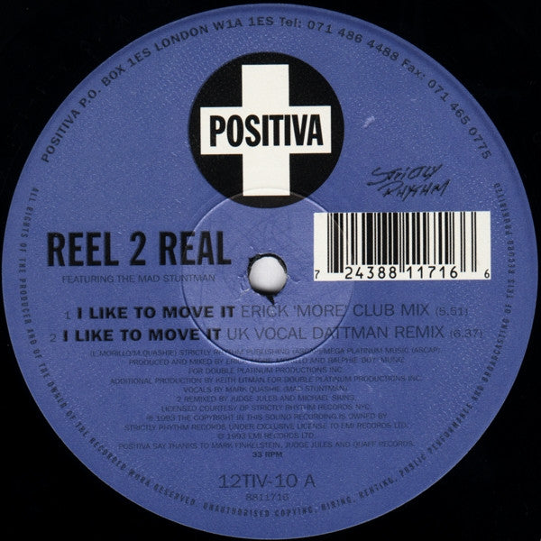 Reel 2 Real Featuring The Mad Stuntman : I Like To Move It (12", Single)