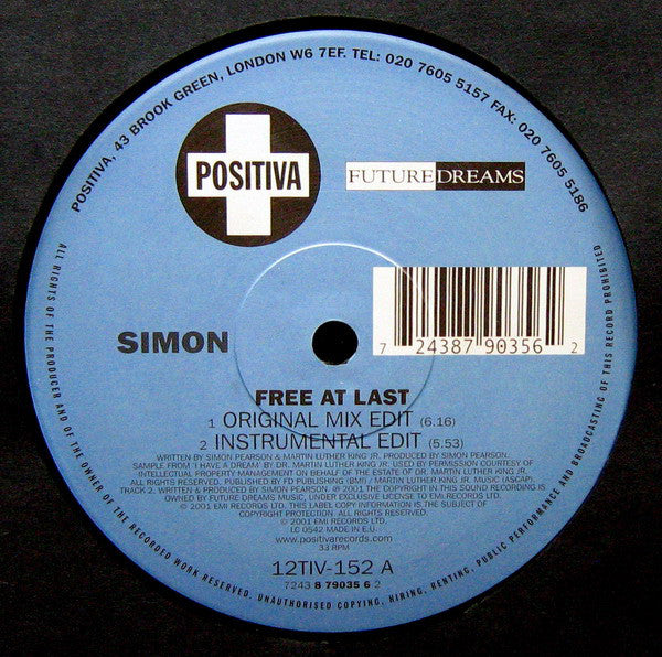 Simon : Free At Last (12")