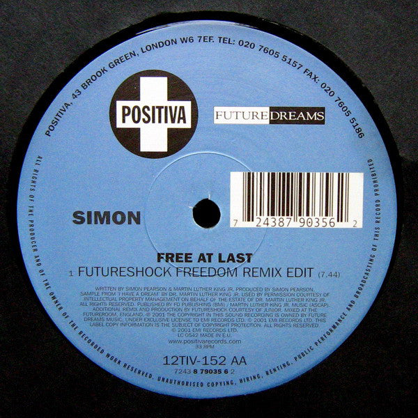 Simon : Free At Last (12")
