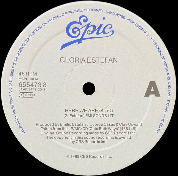 Gloria Estefan : Here We Are / Don't Let The Sun Go Down On Me (12", Single)