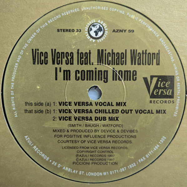 Vice Versa (3) Feat. Michael Watford : I'm Coming Home (12")