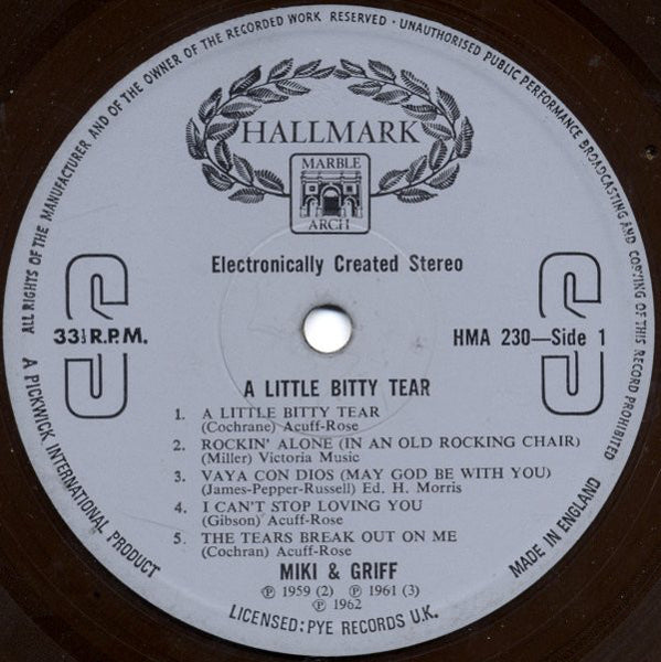 Miki & Griff : A Little Bitty Tear (LP, Comp, RE, RM)