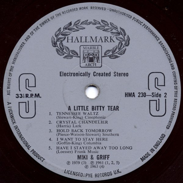 Miki & Griff : A Little Bitty Tear (LP, Comp, RE, RM)