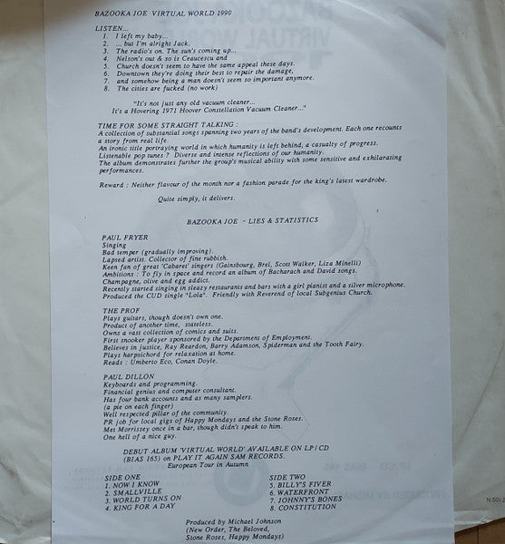 Bazooka Joe (2) : Virtual World (LP, Album, W/Lbl)