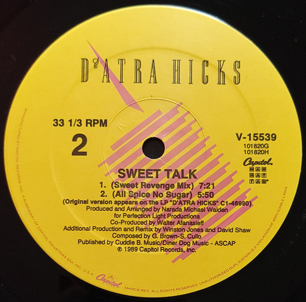 D'Atra Hicks : Sweet Talk (12")