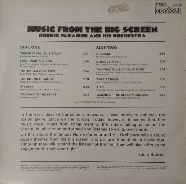 Norrie Paramor And His Orchestra : Music From The Big Screen (LP)
