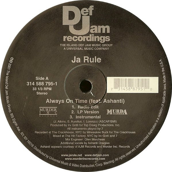 Ja Rule : Always On Time / Worldwide Gangsta (12")