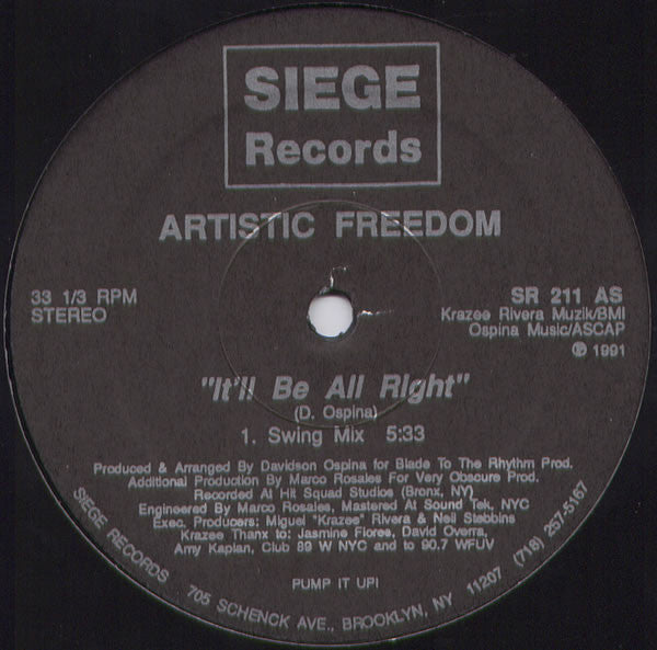 Artistic Freedom : It'll Be All Right (12")