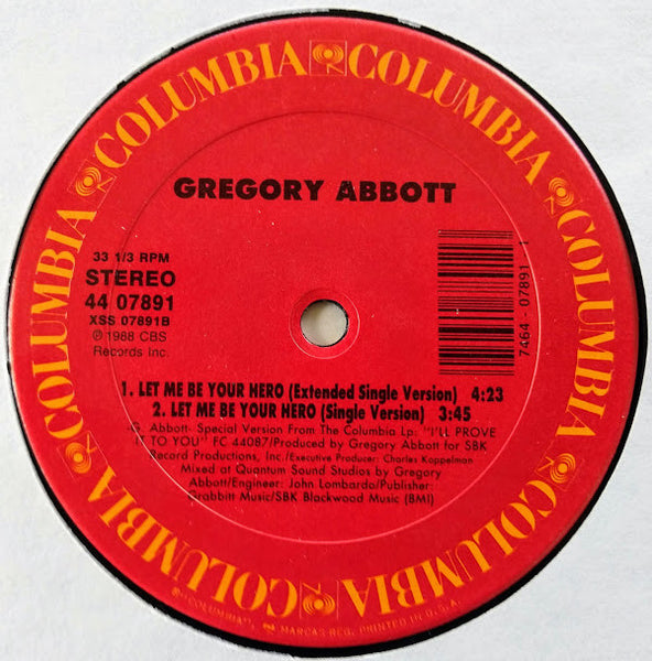 Gregory Abbott : Let Me Be Your Hero (12")