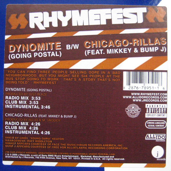 Rhymefest : Dynomite (Going Postal) / Chicago-Rillas (12")