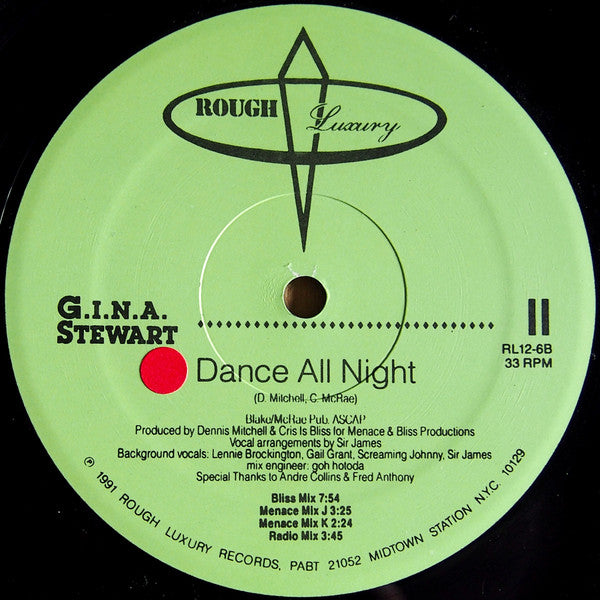 G.I.N.A. Stewart : Dance All Night (12")