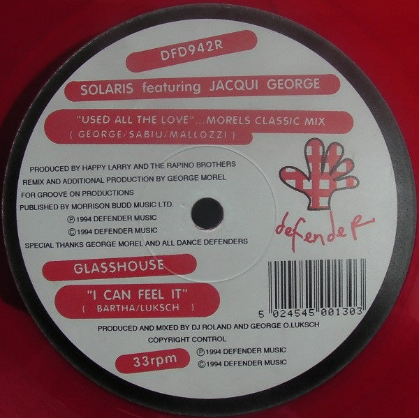 Solaris (20) / Glasshouse (4) : Used All The Love  (George Morel Classic Remix) / I Can Feel It (12", Cle)