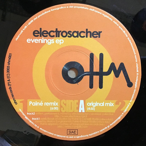 Electrosacher : Evenings EP (12", EP)