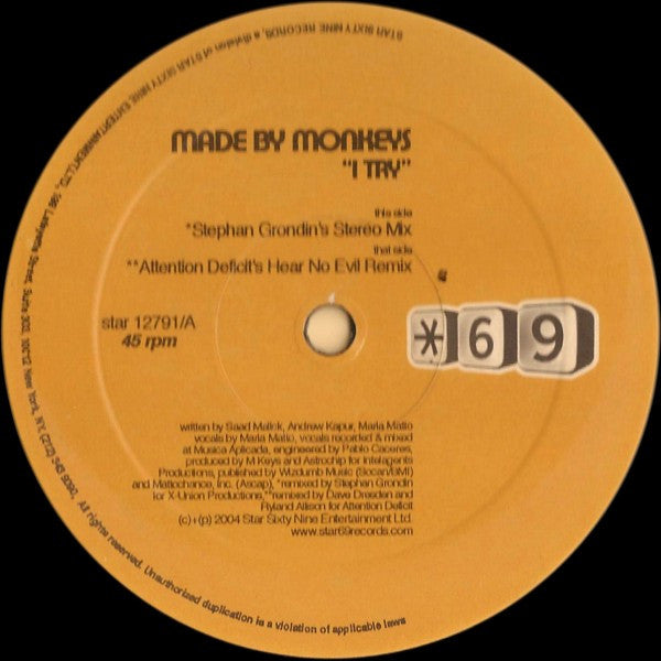 Made By Monkeys : I Try (12", 2/2)