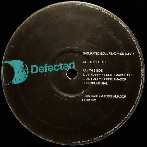 Saturated Soul Feat. Miss Bunty : Got To Release (12")