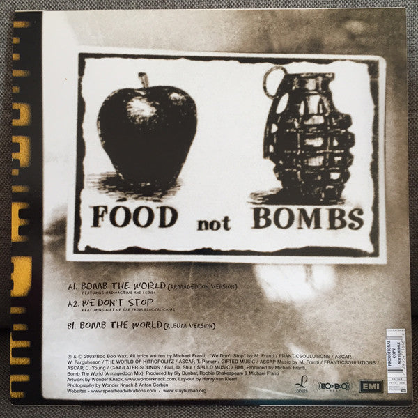 Michael Franti And Spearhead : Bomb The World (Power to The Peaceful) (12")