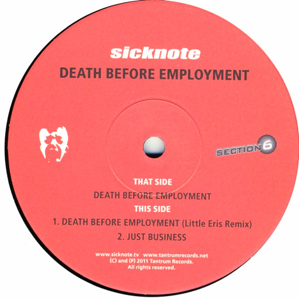 Sicknote (3) : Death Before Employment (12", Single)