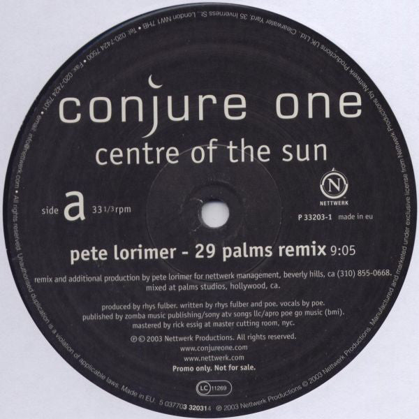 Conjure One : Centre Of The Sun (12", Promo)