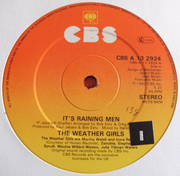 The Weather Girls : It's Raining Men (12")