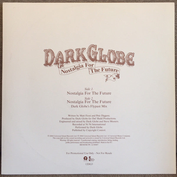 Dark Globe : Nostalgia For The Future (12", Promo)